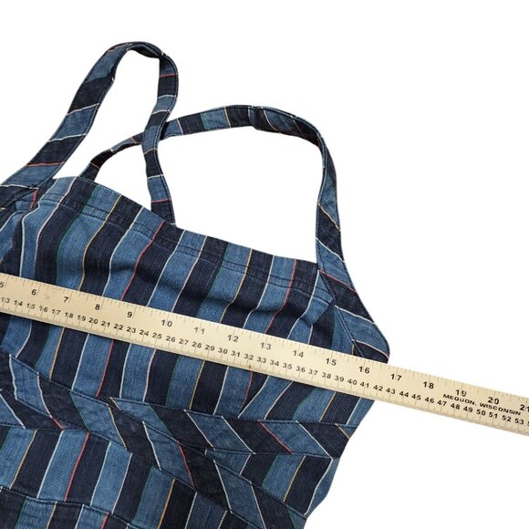 Anthropologie Blue Striped Women's Jeans Overalls size 16 but fits like size 12 - Picture 12 of 14